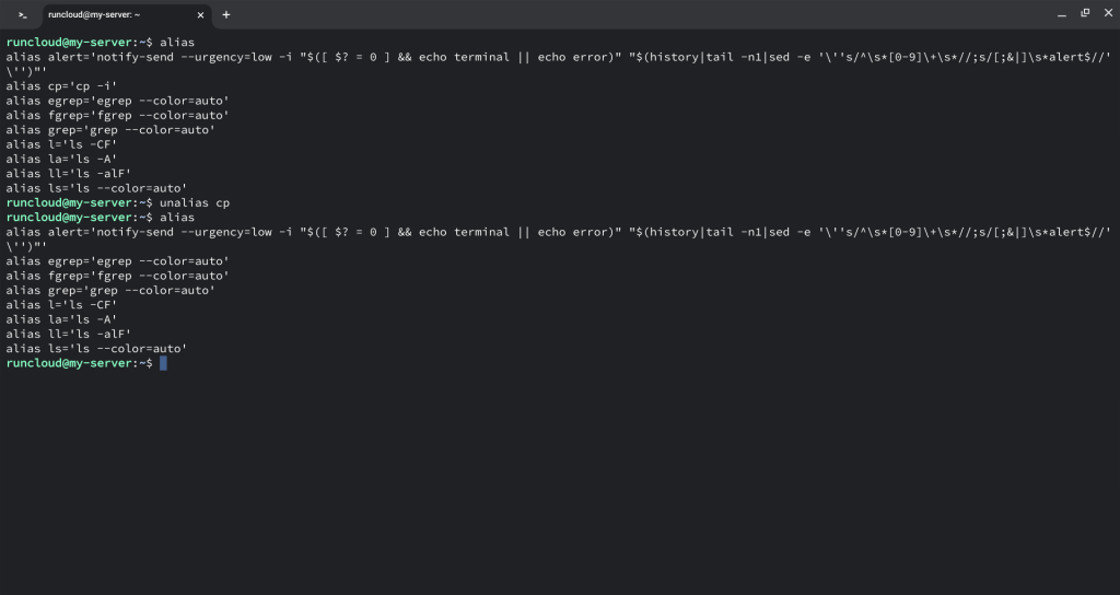 Removing alias of copy command