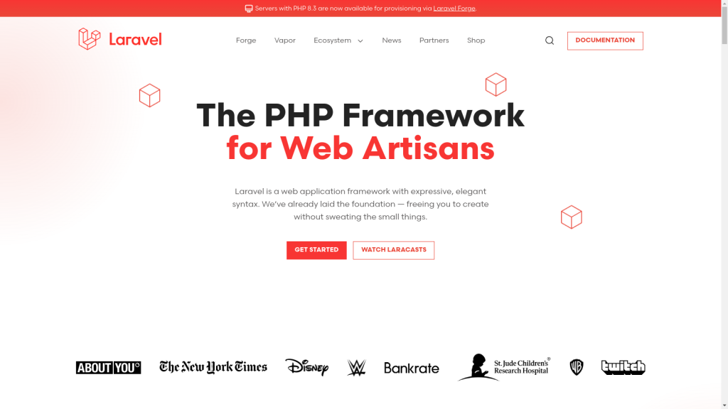 The Laravel php framework