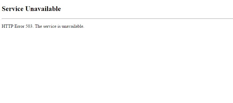 HTTP 503 Service Unavailable