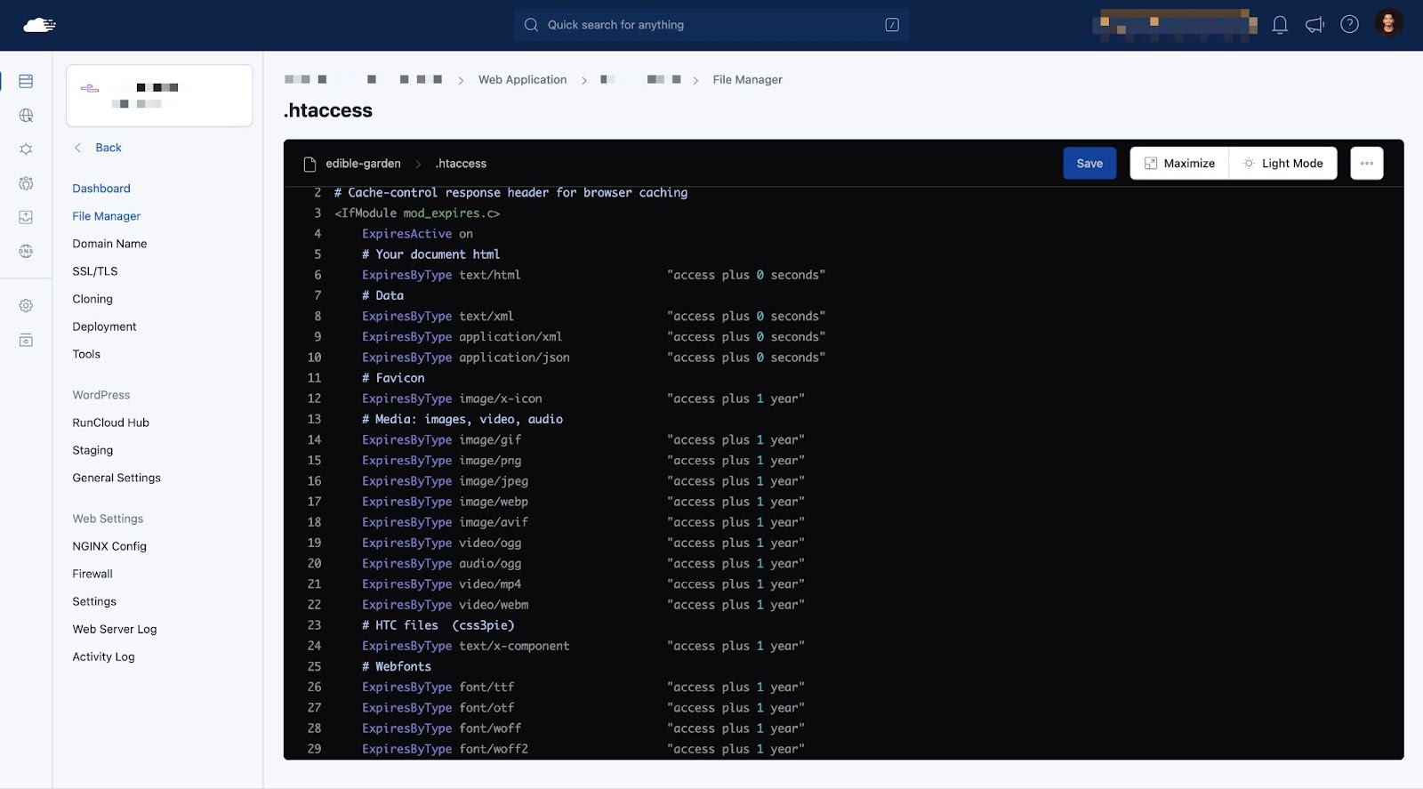 .htaaccess edited from RunCloud File Manager