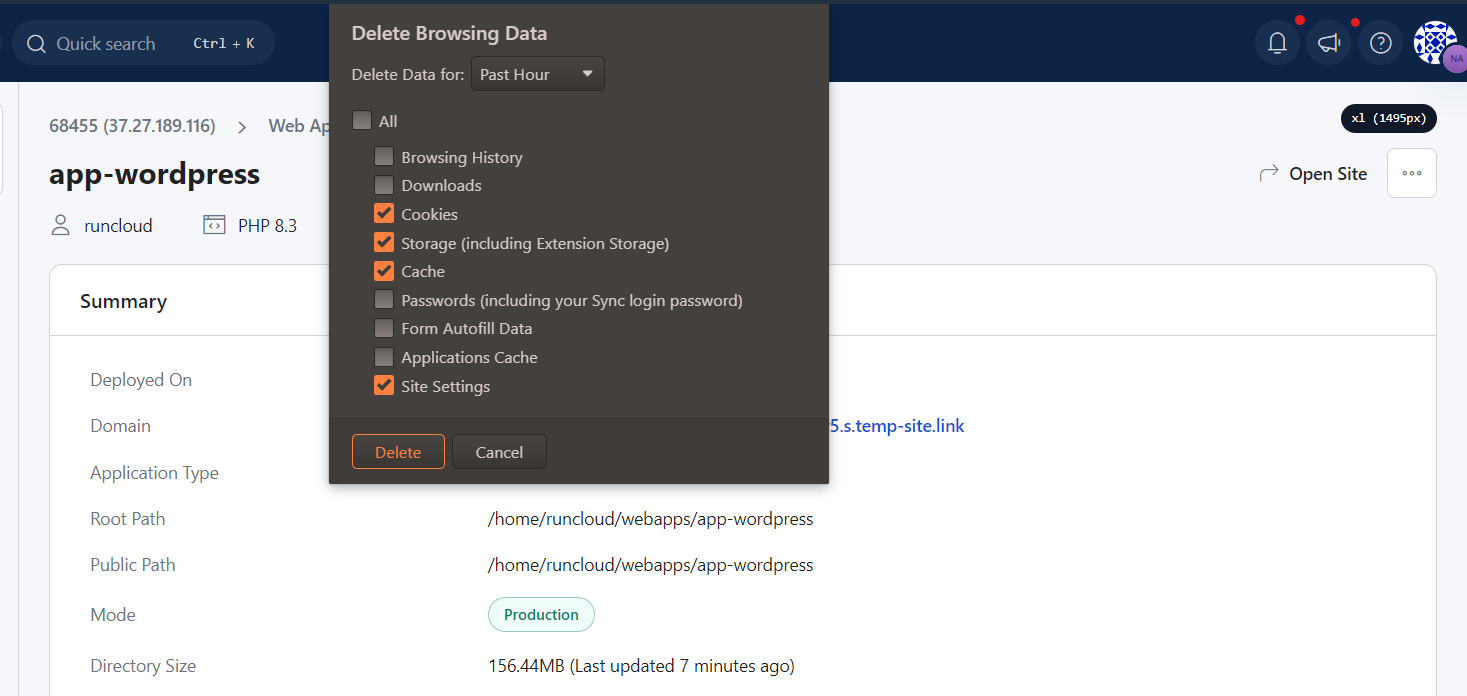 Clearing browser data to fix WordPress Stuck in Maintenance