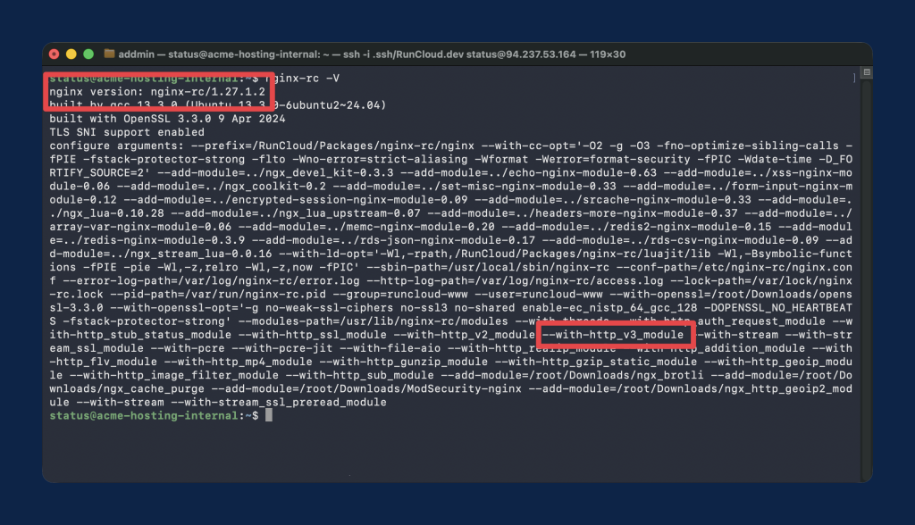 nginx server compile flags