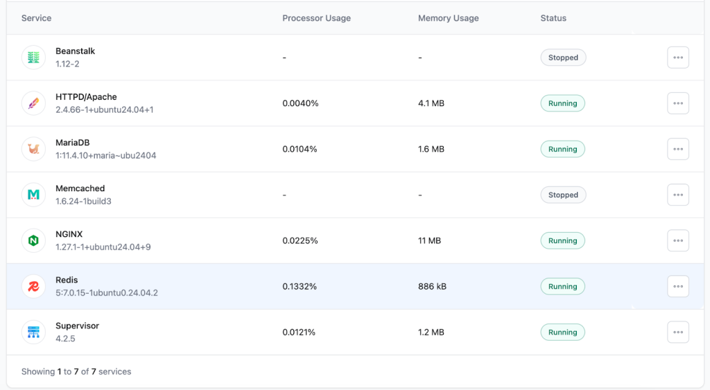 Memcached service in RunCloud