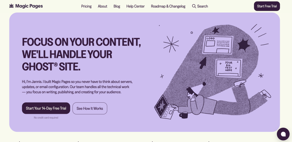 Magic pages ghost hosting.