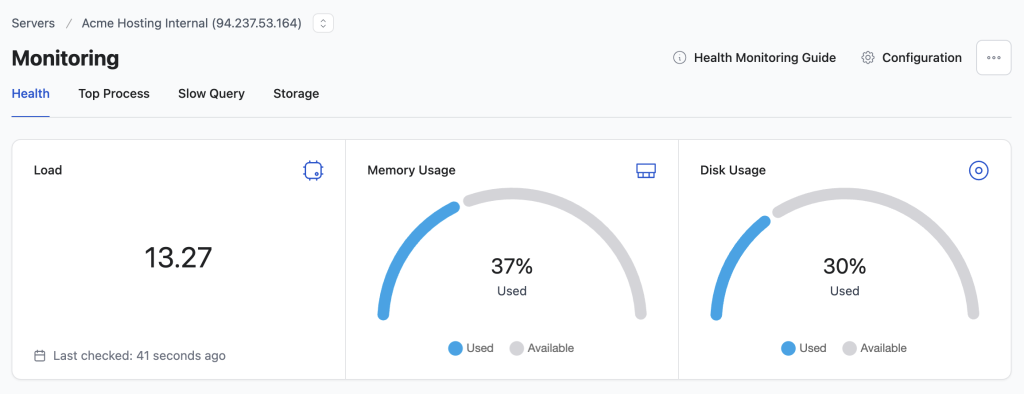 RunCloud monitoring panel