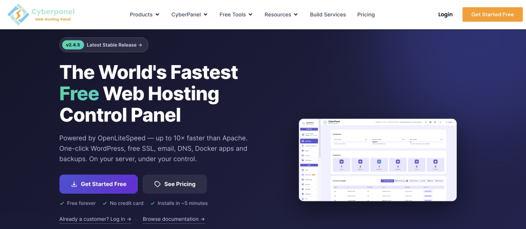 CyberPanel website homepage