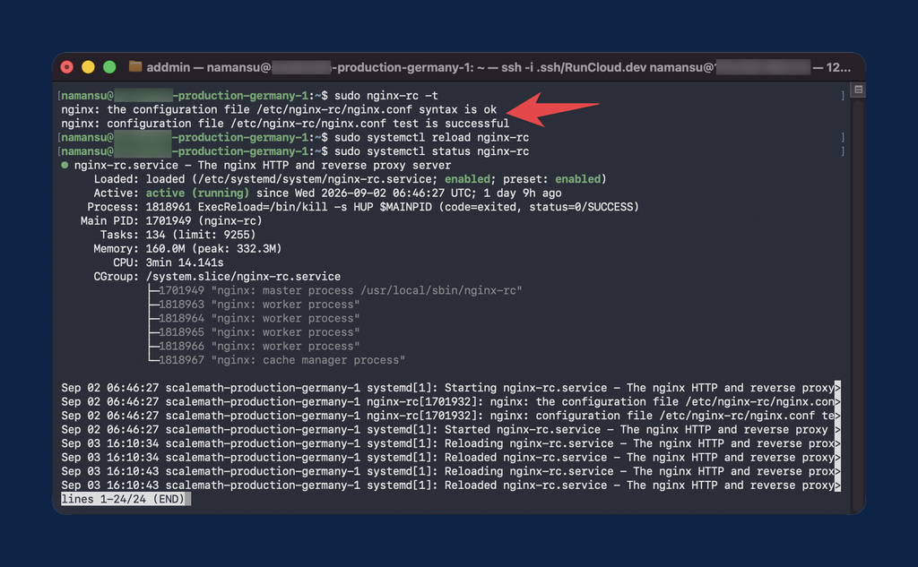 Check NGINX config syntax