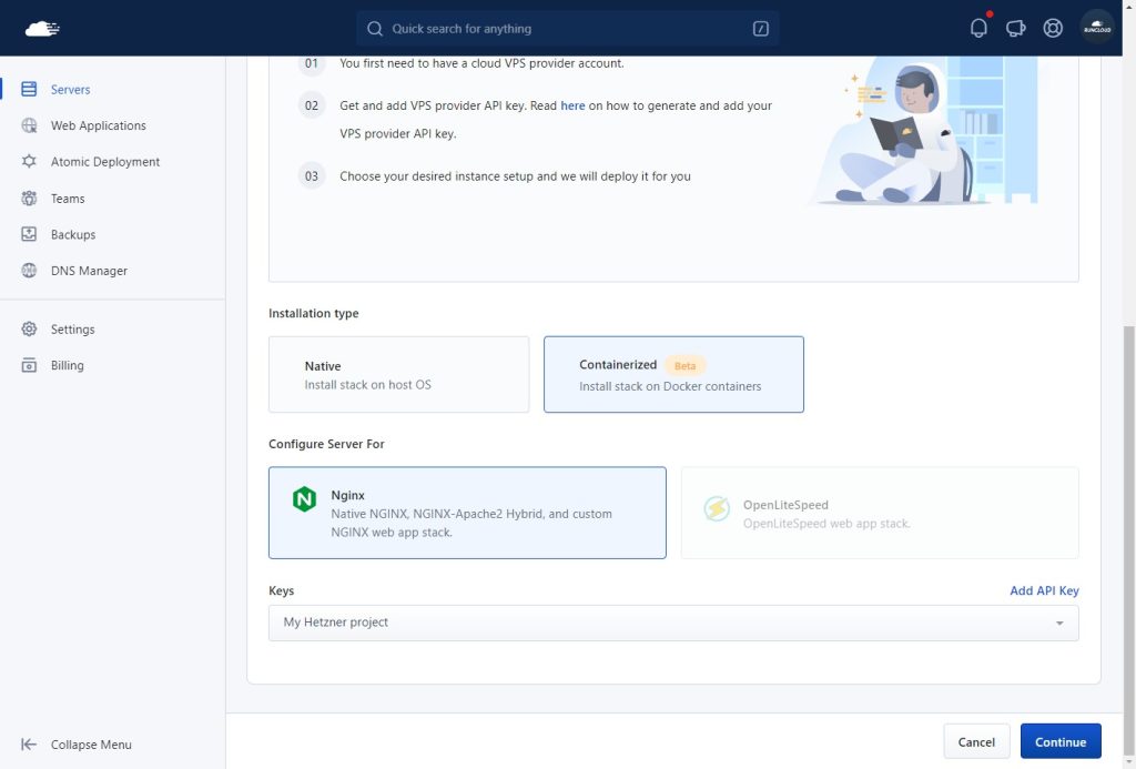 Deploy a containerized server on RunCloud