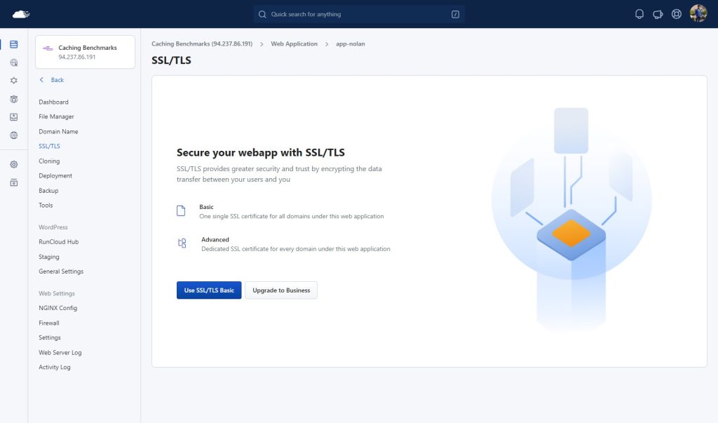 Manage SSL certificates on RunCloud