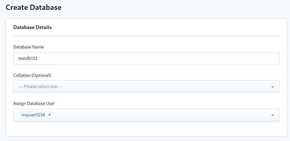 Making a database and granting permissions to a user on RunCloud.