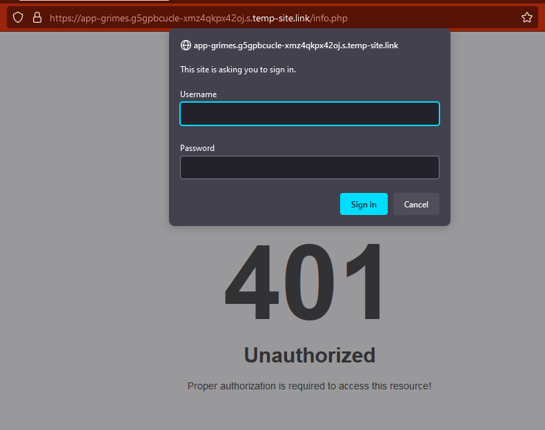 Protecting site via HTTP authentication.