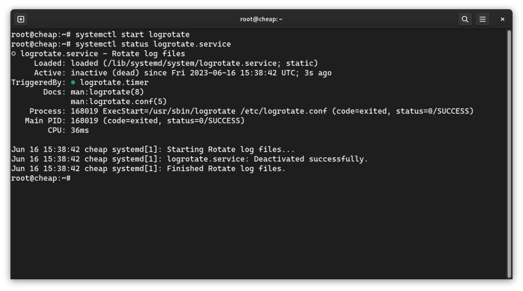 Logrotate service deactivated successfully.