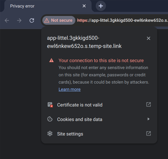 Checking TLS certificate validity on browser.