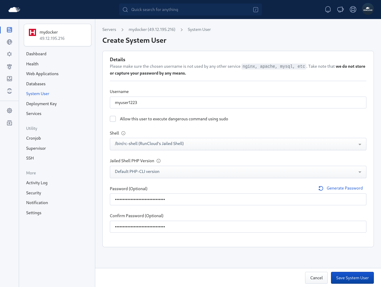 Docker settings