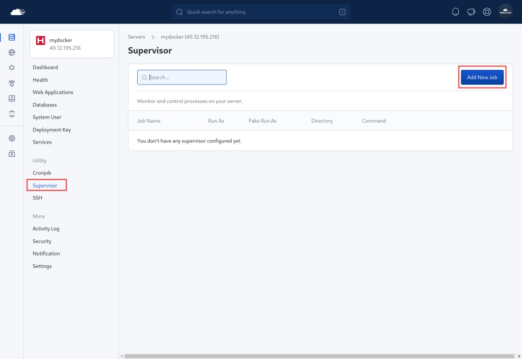 list supervisor jobs in RunCloud