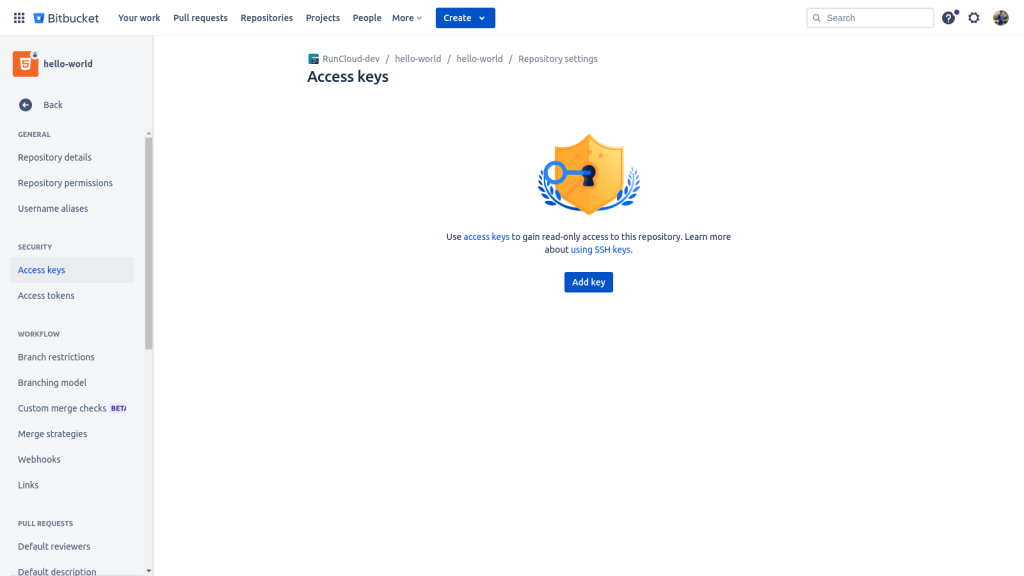 BitBucket access keys
