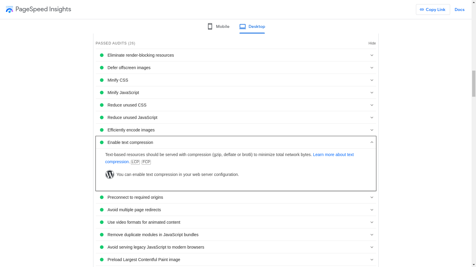Google page speed insights