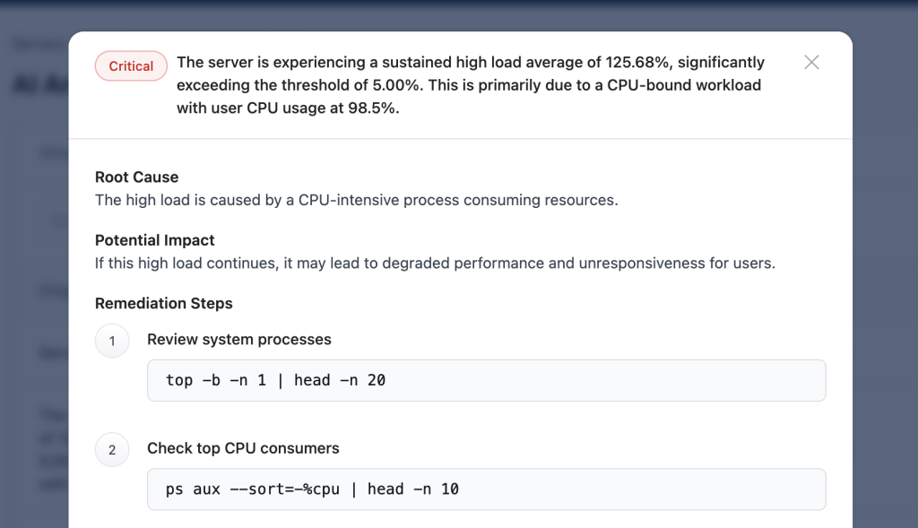 AI monitoring recommended steps