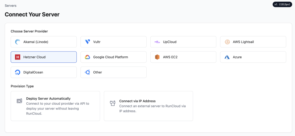 creating a server in RunCloud