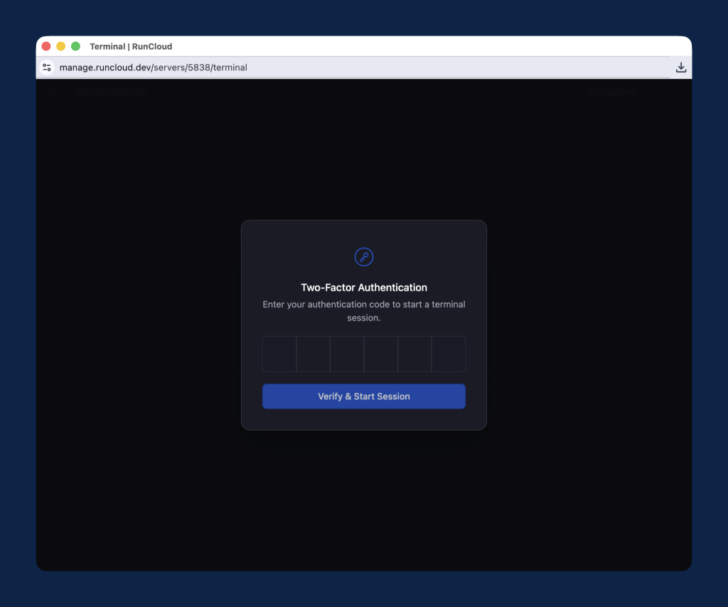Server 2FA for web terminal